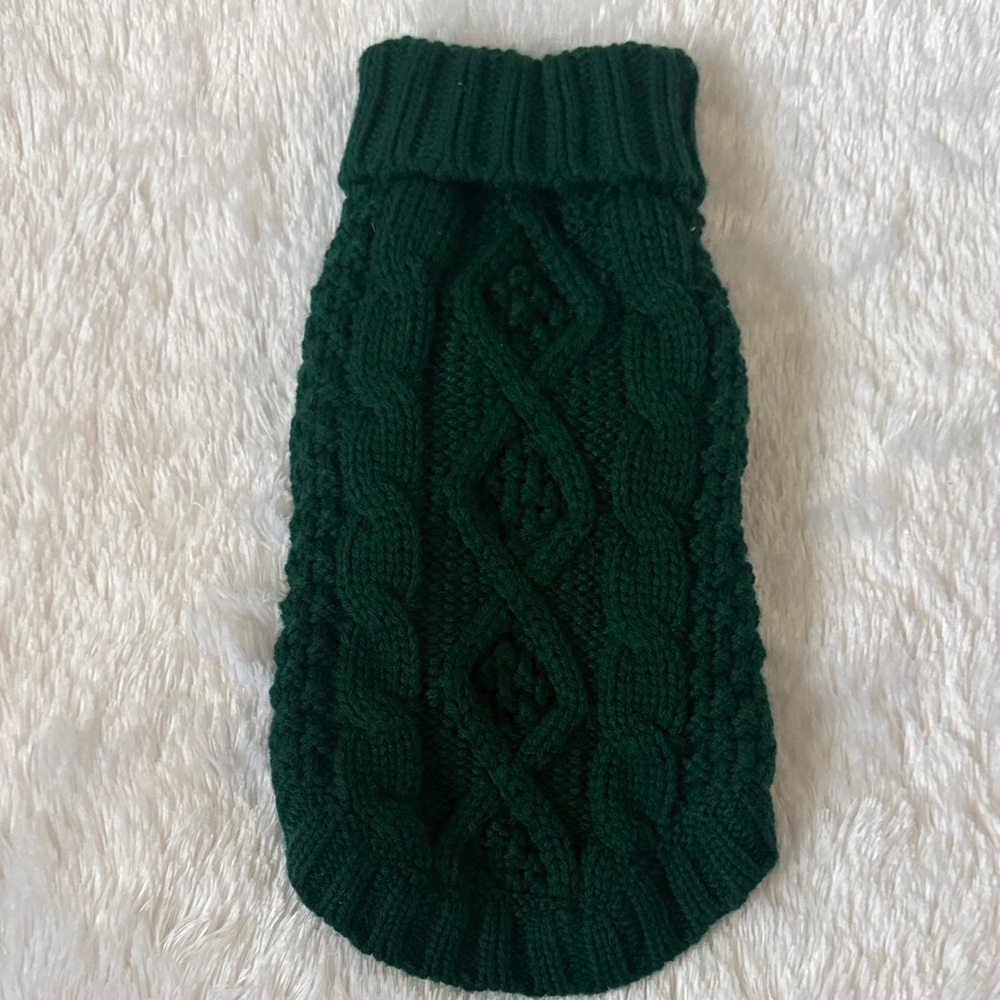 Cozy Forest Green Dog Sweater